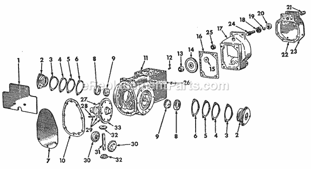 Transmission Case, Diff & Reduction Housing Diagram and Parts List for 128 2050045U, 2050217U, 2050218U Cub Cadet Lawn Tractor